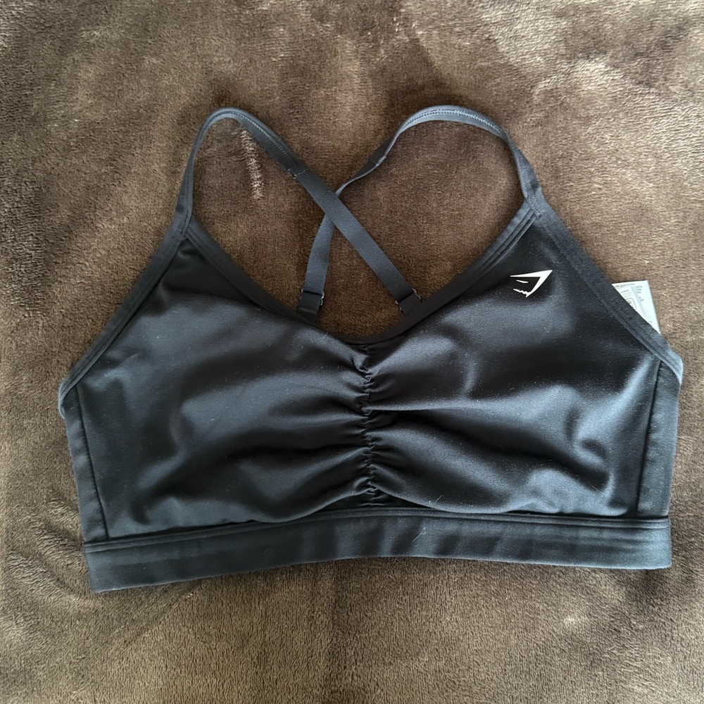 Gymshark Black Ruched Sports Bra